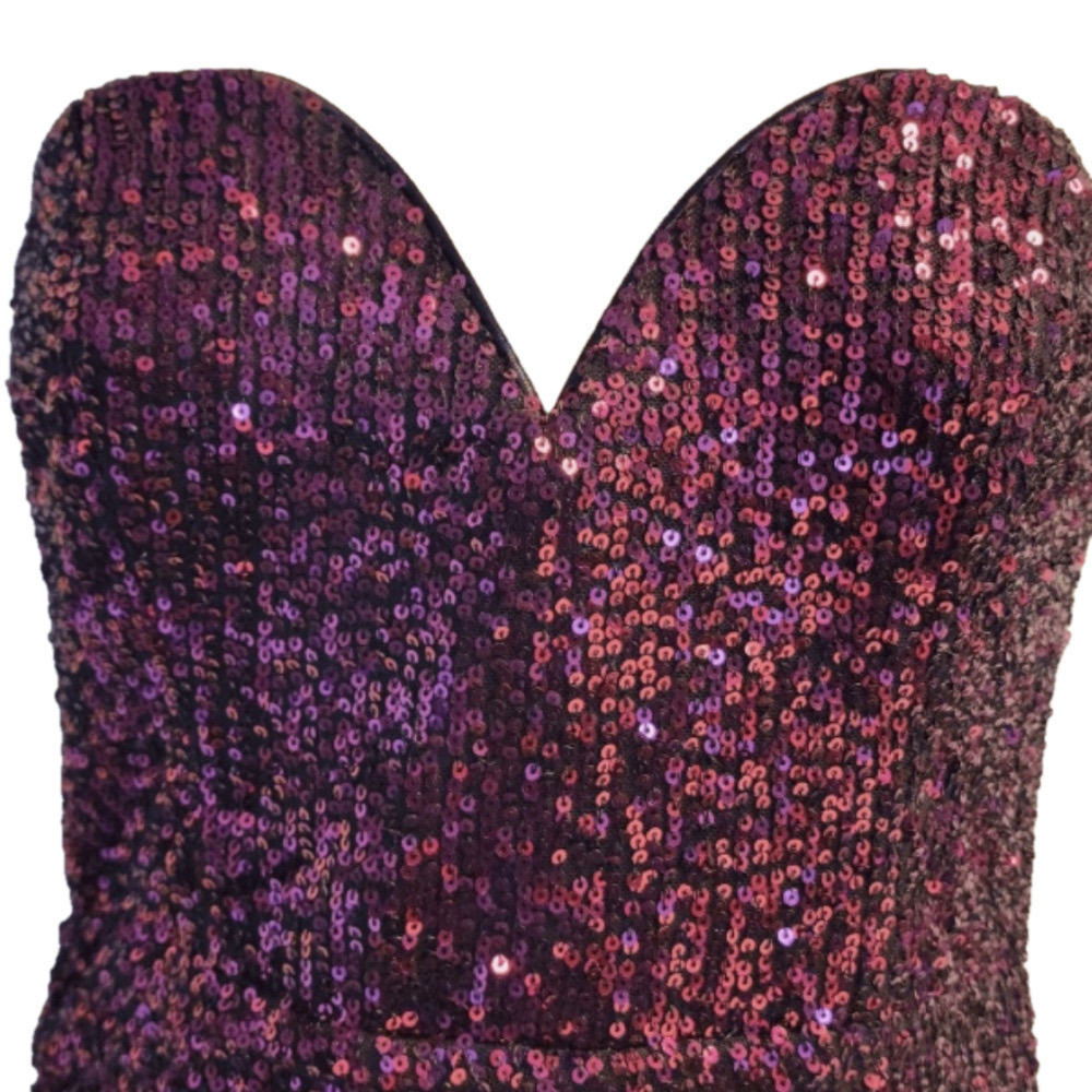 LULU's Prom Wedding Sexy Sophisticated Slimming Sequin Bustier Strapless Dress
